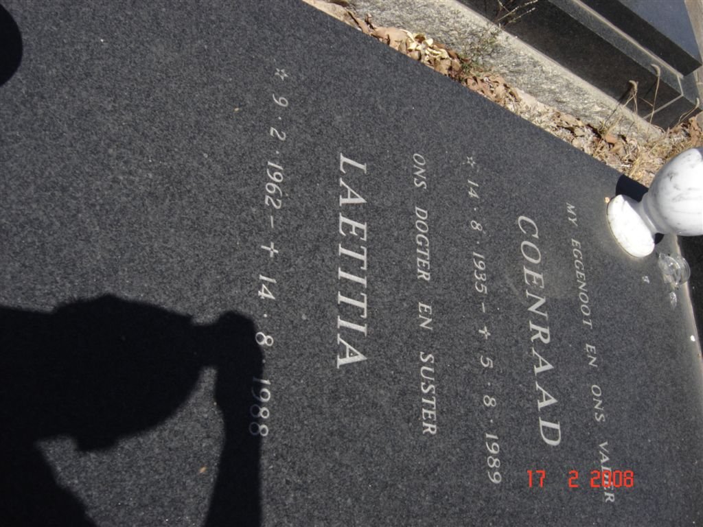 BURGER Coenraad 1935-1989 :: BURGER Leatitia 1962-1988