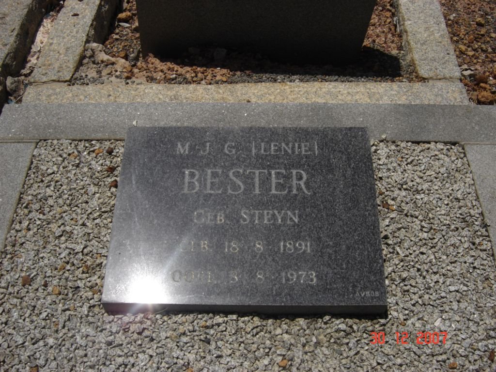 BESTER M.J.G. nee STEYN 1891-1973