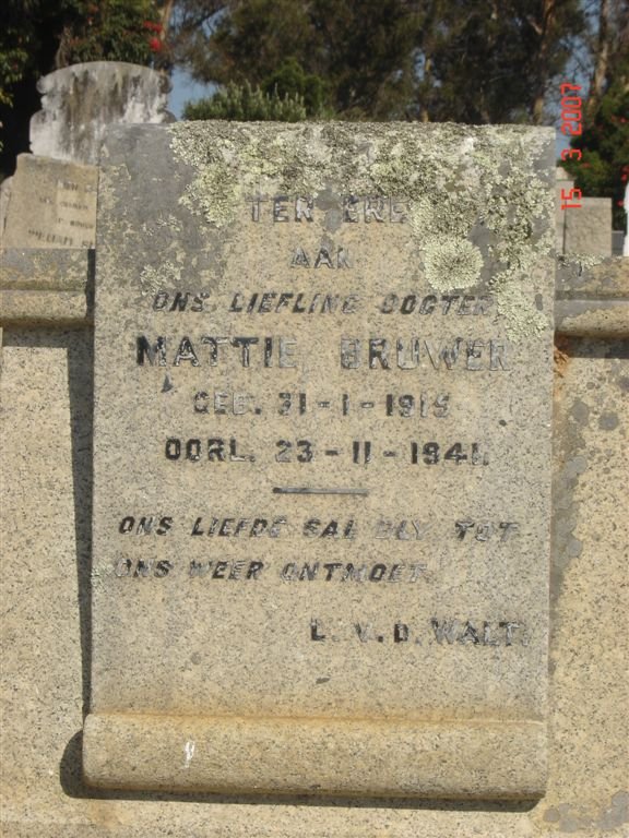 BRUWER Mattie 1915-1941
