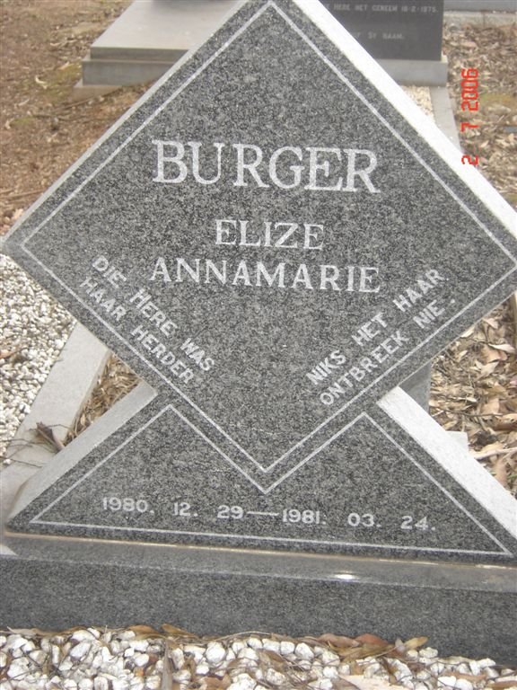 BURGER Elize Annamarie 1980-1981