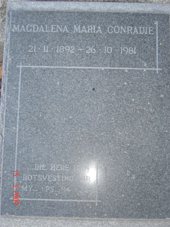 CONRADIE Magdalena Maria 1892-1981