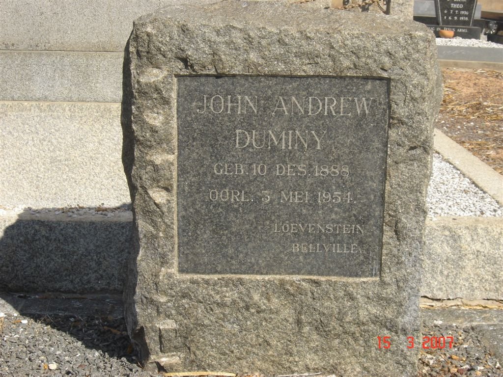 DUMINY John Andrew 1888-1954