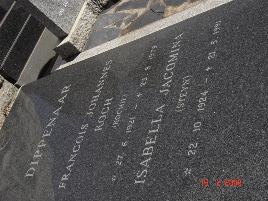 DIPPENAAR Francois Johannes Koch 1921-1979 &amp; Isabella Jacomina STEYN 1924-1991