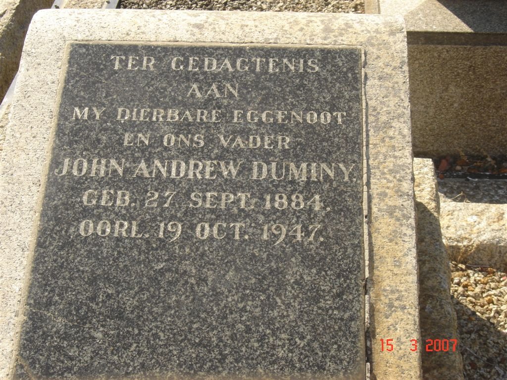 DUMINY John Andrew 1884-1947