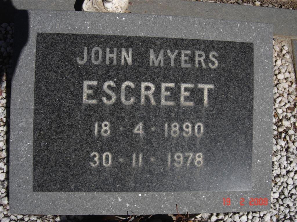 ESCREET John Myers 1890-1978