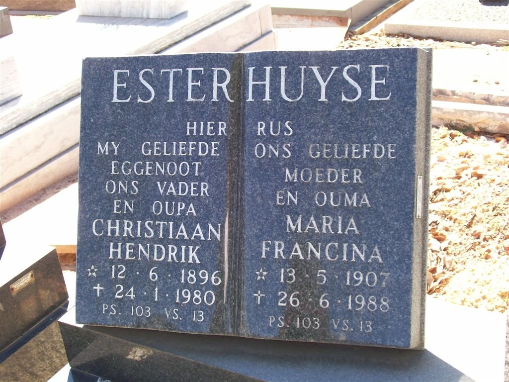 ESTERHUYSE Christiaan Hendrik 1896-1980 &amp; Maria Francina 1907-1988