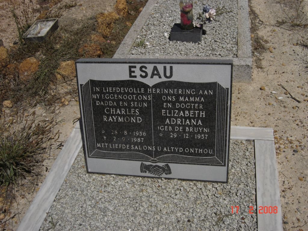 ESAU Charles Raymond 1956-1987 &amp; Elizabeth Adriana DE BRUYN 1957-