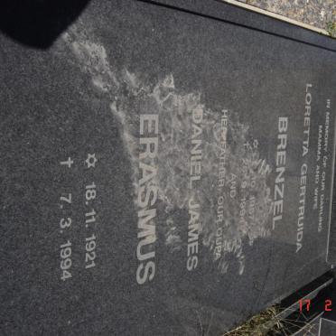 ERASMUS Daniel James 1921-1994 :: BRENZEL Loretta Gertruida  1957-1994