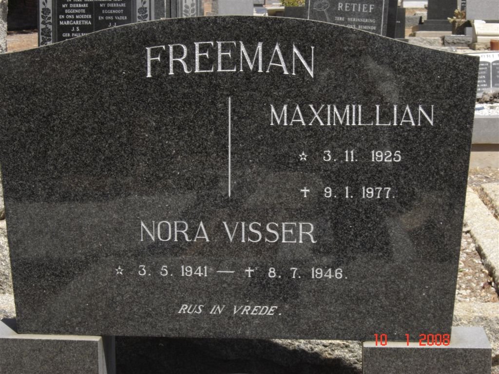 FREEMAN Maximillian 1925-1977 :: VISSER Nora 1941-1946