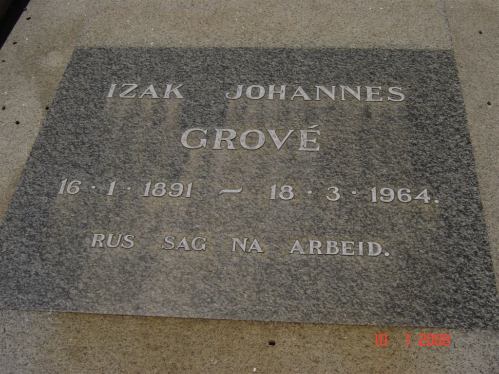 GROVé Izak Johannes 1891-1964