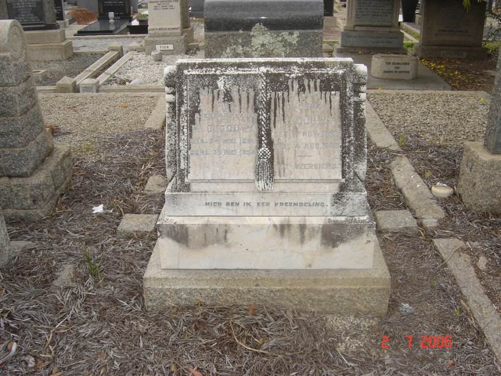GOUWS M.C 185?-19?4 &amp; M.L. 18??-??