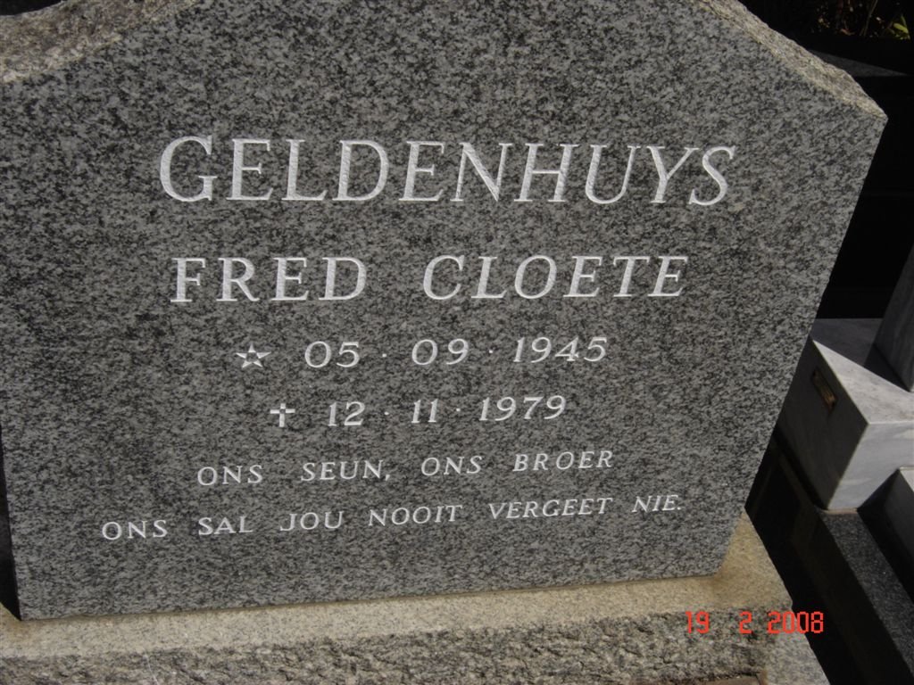 GELDENHUYS Fred Cloete 1945-1979