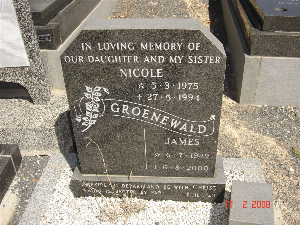 GROENEWALD James 1949-2000 :: GROENEWALD Nicole 1975-1994