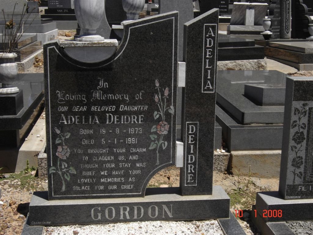 GORDON Adelia Deidre 1973-1991