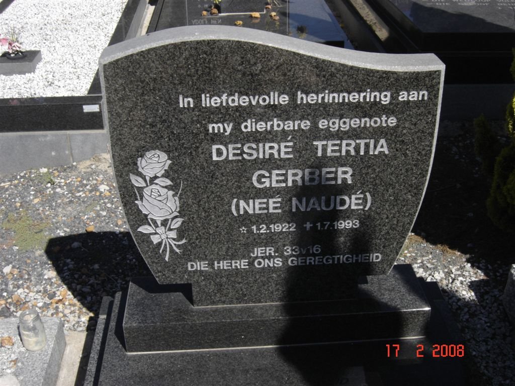 GERBER Desiré Tertia nee NAUDé 1922-1993