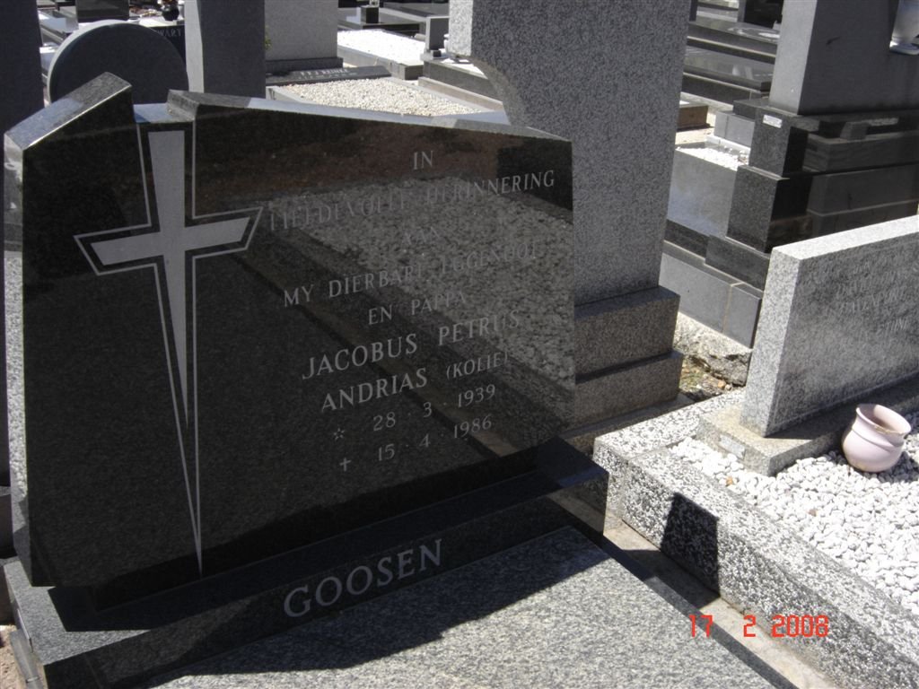 GOOSEN Jacobus Petrus Andrias 1939-1986