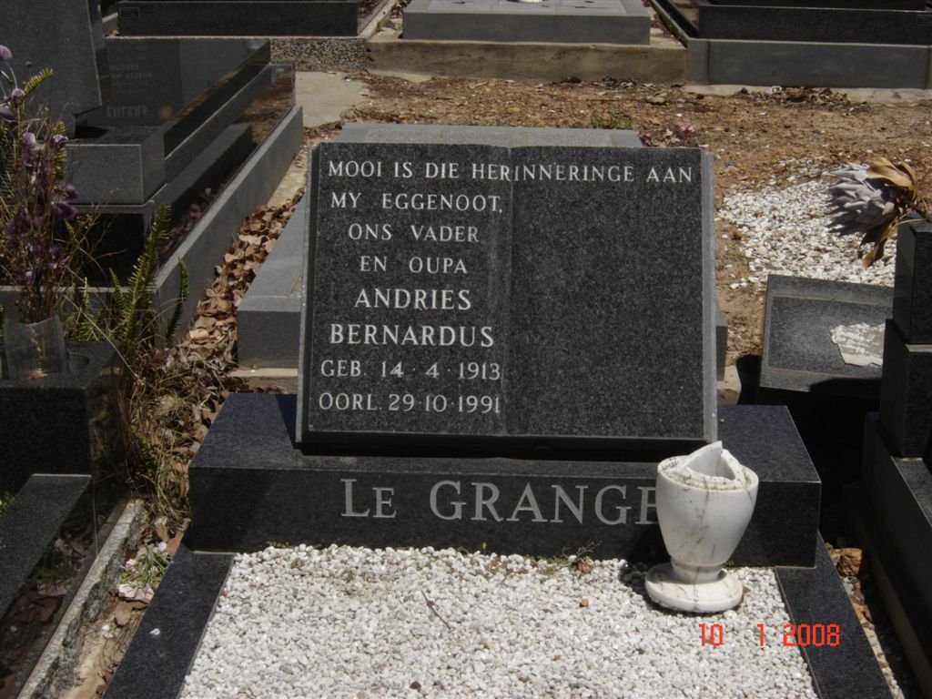 GRANGE Andries Bernardus, le 1913-1991