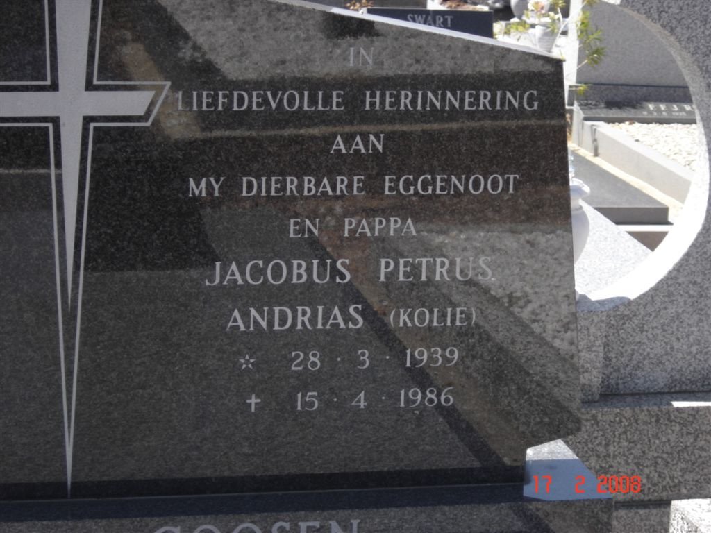 GOOSEN Jacobus Petrus Andrias 1939-1986
