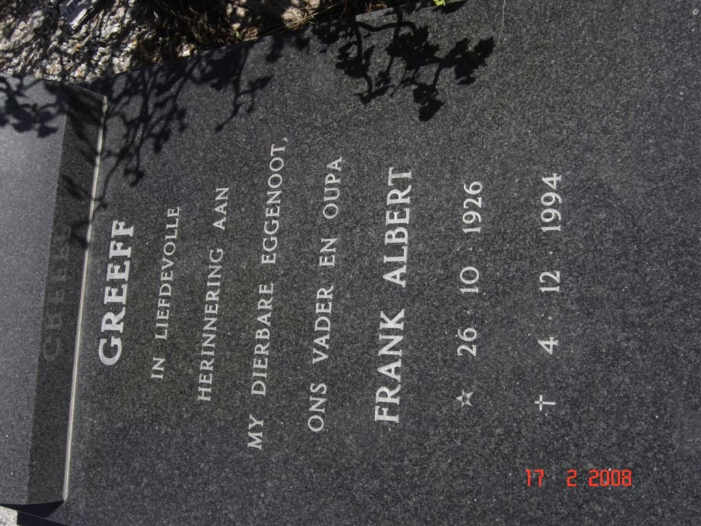 GREEFF Frank Albert 1926-1994