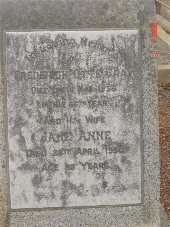 GRAY Frederick Otte -1936 &amp; Jane Anne -1950