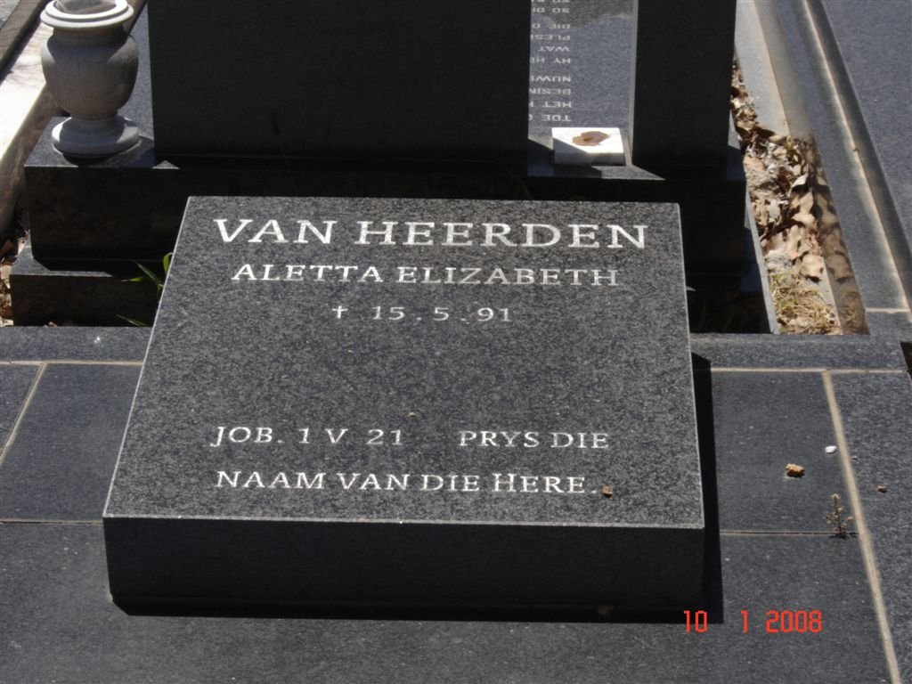 HEERDEN Aletta Elizabeth, van -1991