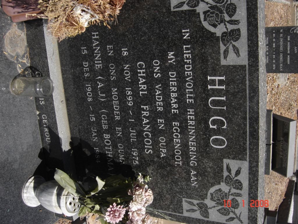 HUGO Charl Francois 1899-1975 &amp; A.J. BOTHMA 1908-1984