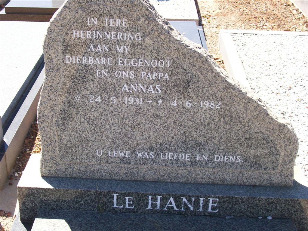 HANIE Annas, le 1931-1982
