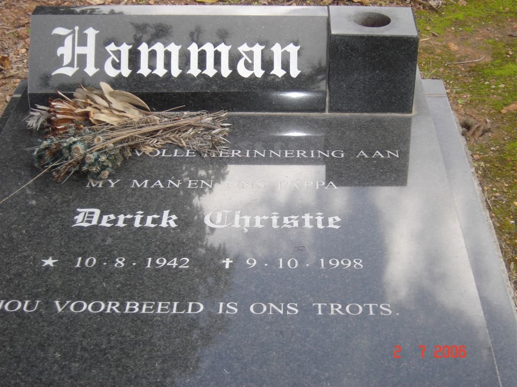 HAMMAN Derick Christie 1942-1998