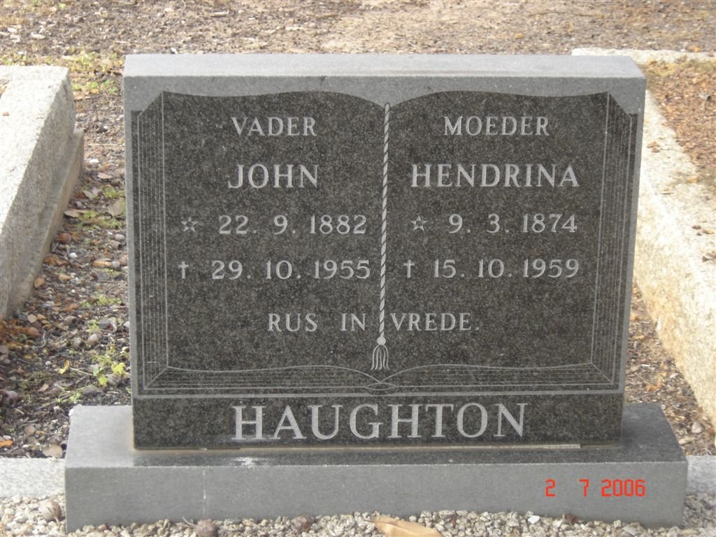 HAUGHTON John 1882-1955 &amp; Hendrina 1874-1959