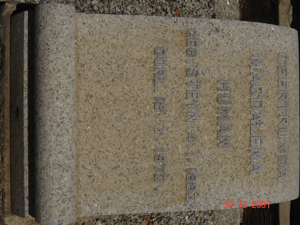 HUMAN Geertruyda Magdalena nee STEYN 1883-1972