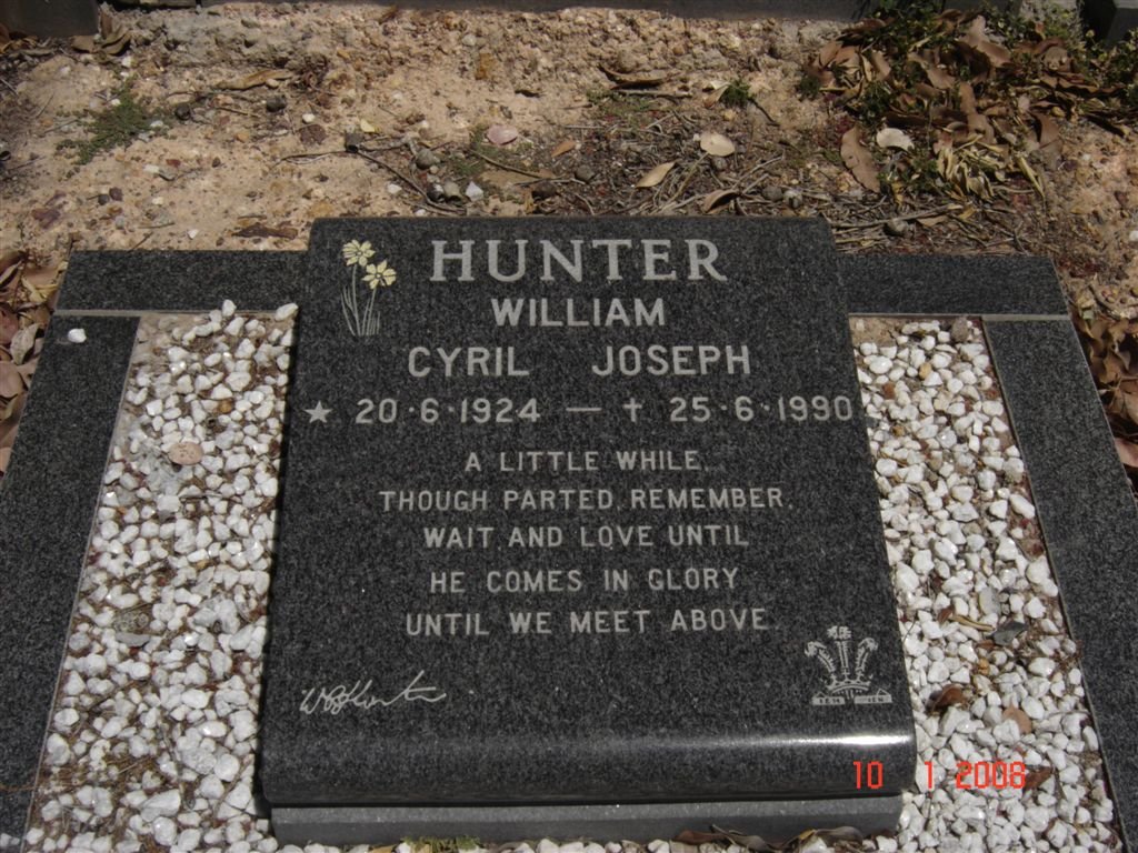 HUNTER William Cyril Joseph 1924-1990