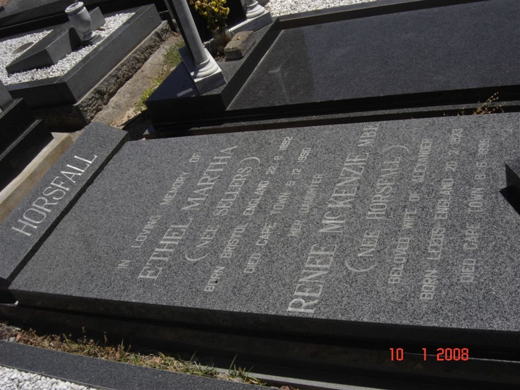 HORSFALL Ethel Martha nee SELLERS 1892-1990 :: McKENZIE Renee  nee HORSFALL 1923-1995