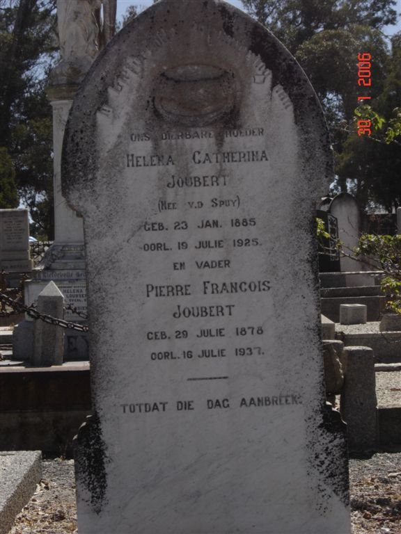 JOUBERT Pierre Francois 1878-1937 &amp; Helena Catherina V.D. SPUY 1885-1925