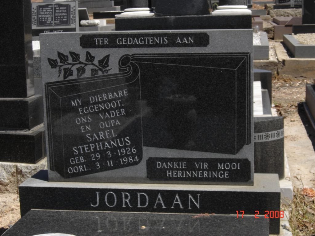 JORDAAN Sarel Stephanus 1926-1984