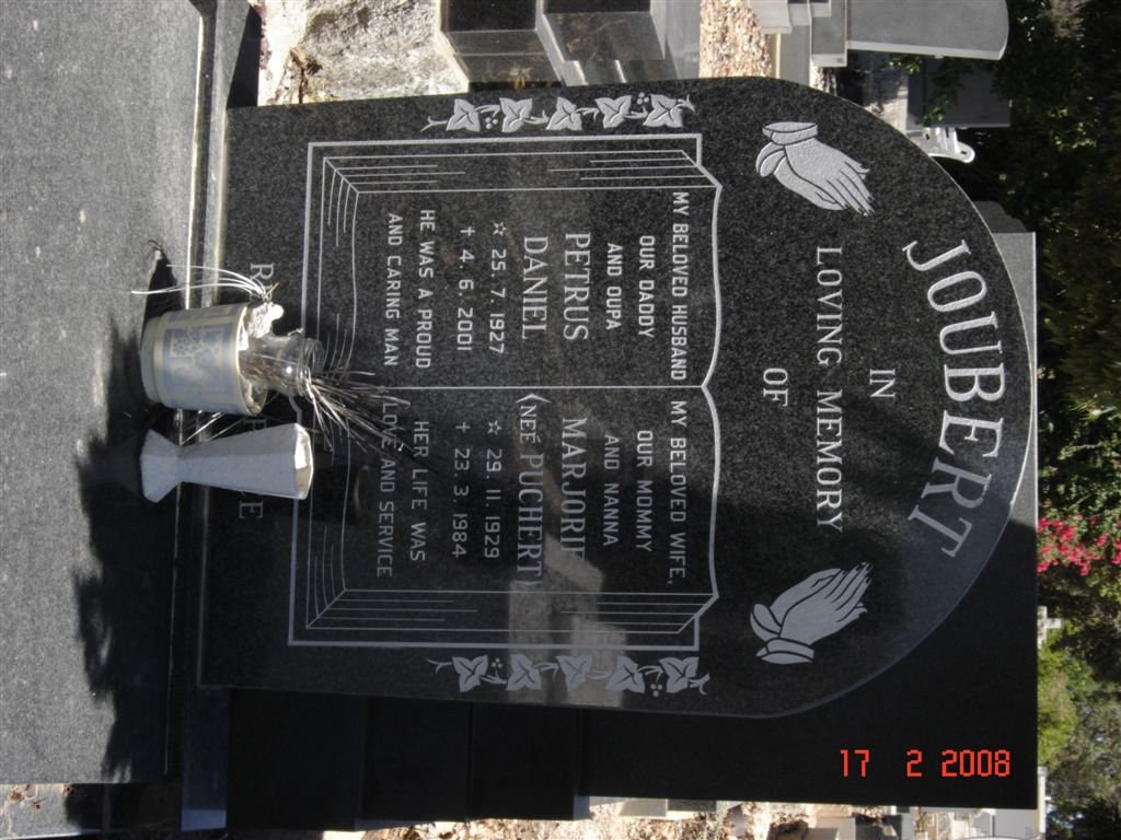 JOUBERT Petrus Daniel 1927-2001 &amp; Marjorie PUCHERT 1929-1984