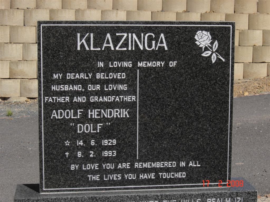 KLAZINGA Adolf Hendrik 1929-1993