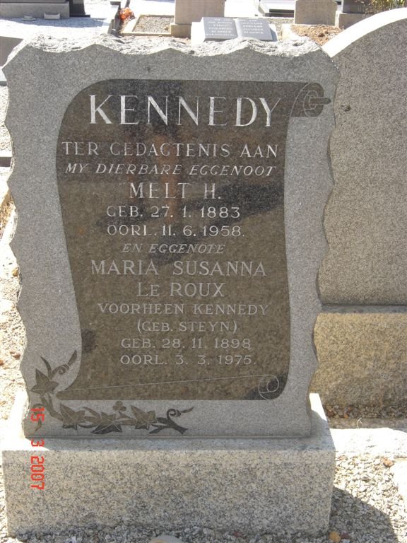 KENNEDY Melt H. 1883-1958 &amp; Maria Susanna LE ROUX voorheen KENNEDY nee STEYN 1898-1975