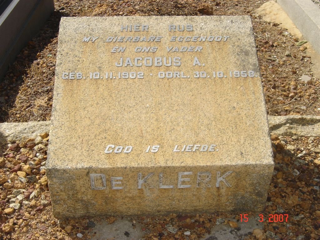 KLERK Jacobus A., de 1902-1958