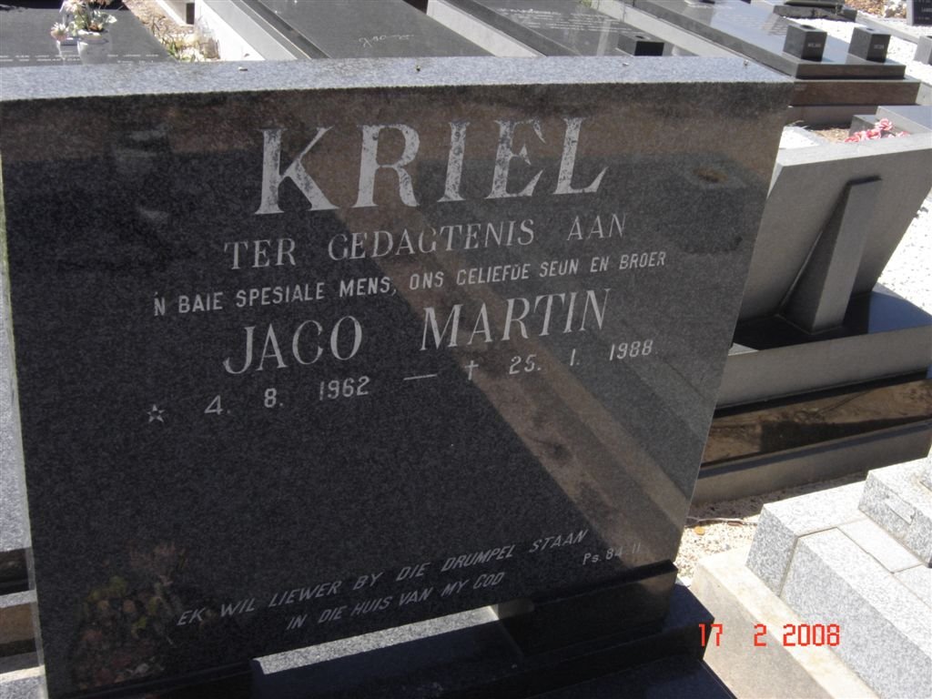 KRIEL Jaco Martin 1962-1988