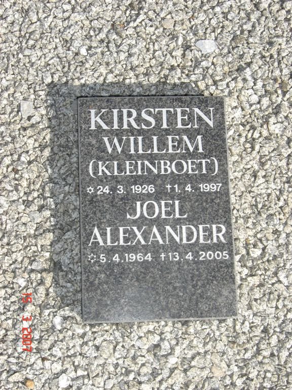 KIRSTEN Willem 1926-1997 :: KIRSTEN Joel Alexander 1964-2005