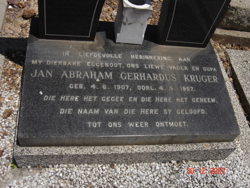 KRUGER Jan Abraham Gerhardus 1907-1967