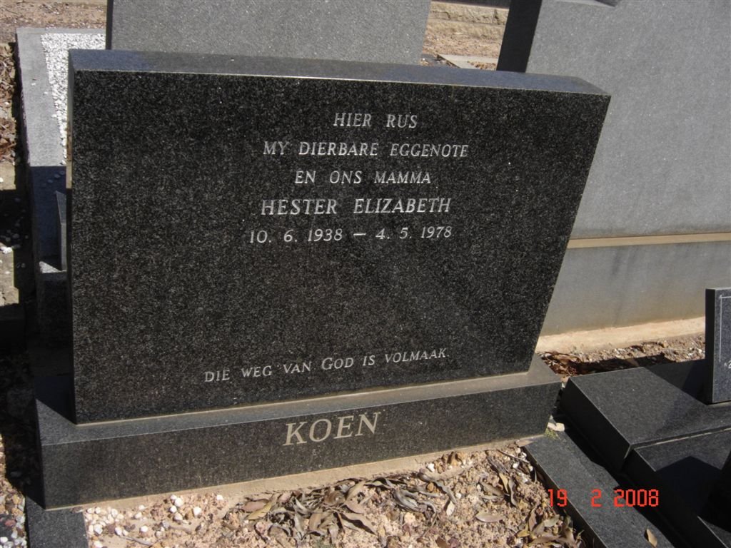 KOEN Hester Elizabeth 1938-1978