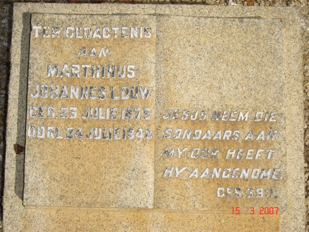 LOUW Marthinus Johannes 1879-1948