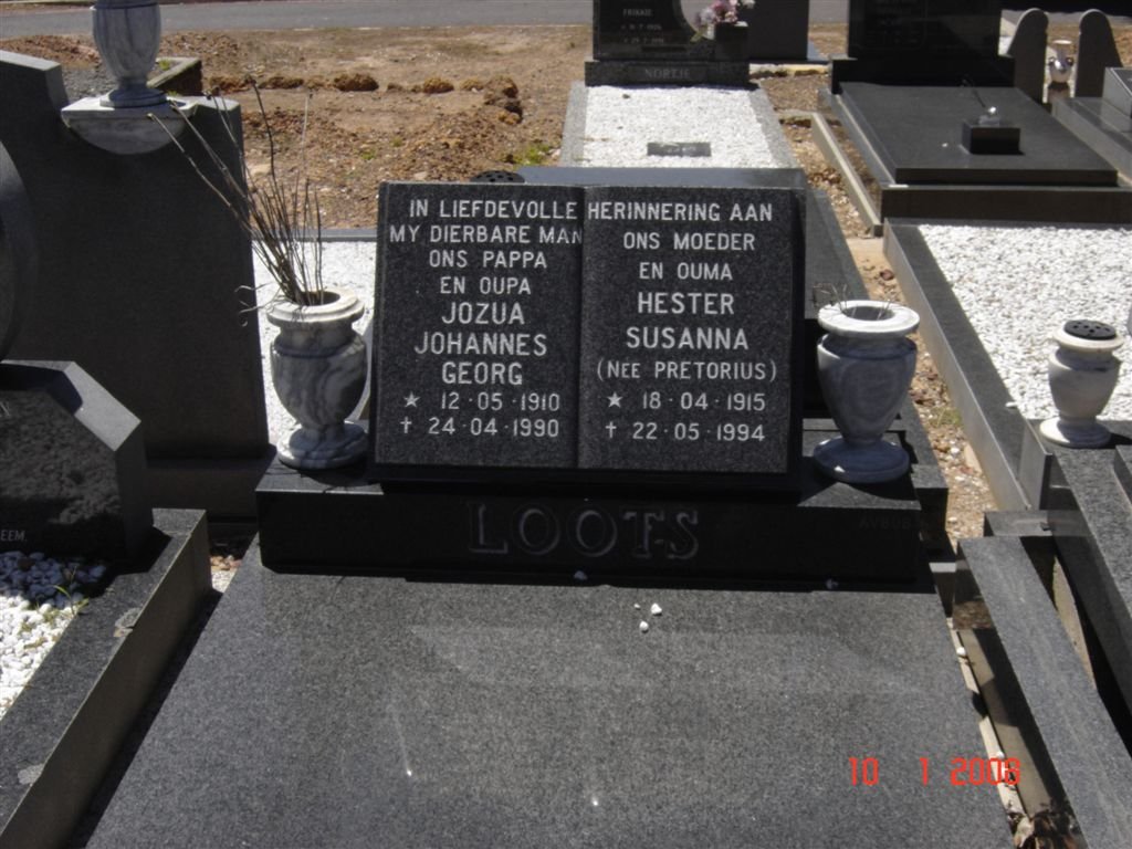 LOOTS Jozua Johannes Georg 1910-1990 &amp; Hester Susanna PRETORIUS 1915-1994