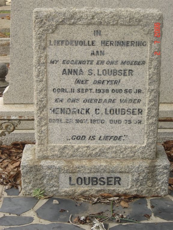 LOUBSER Hendrik C. -1950 &amp; Anna S. DREYER -1938