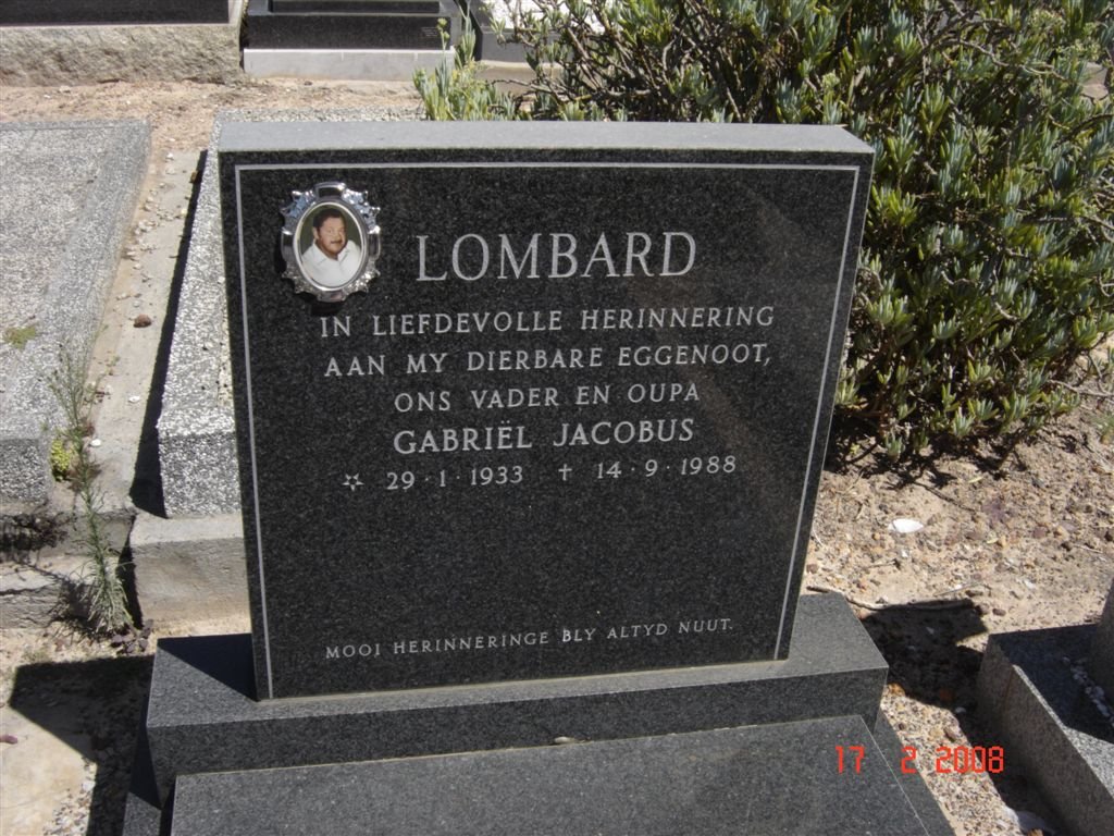 LOMBARD Gabriel Jacobus 1933-1988