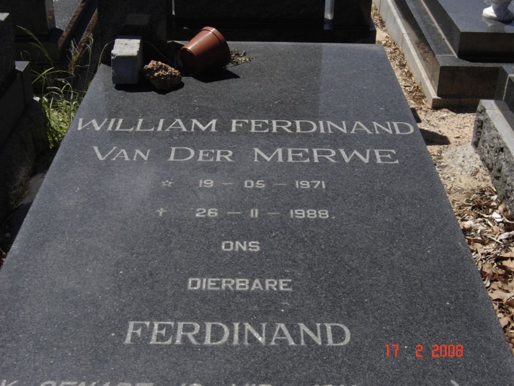 MERWE Willem Ferdinand, van der 1971-1988