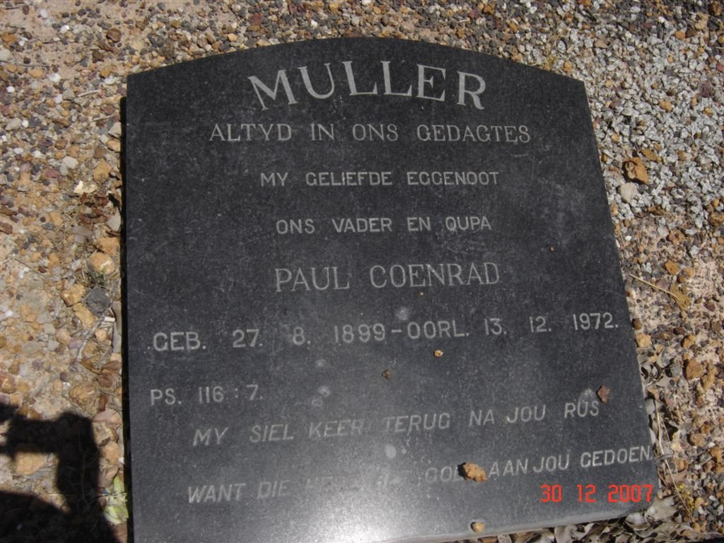 MULLER Paul Coenrad 1899-1972