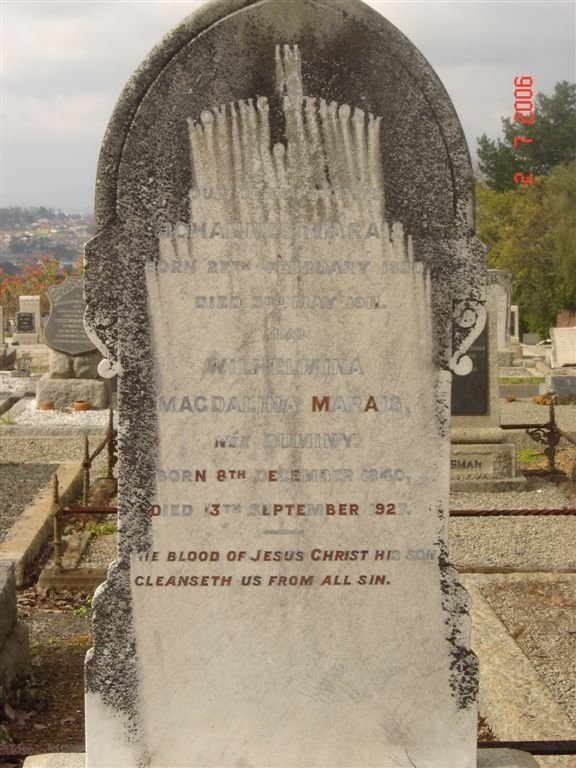 MARAIS Johannes 1850-? &amp; Magdalina DUMINY 1840-1927