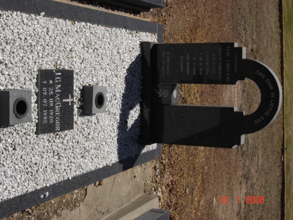 MacGREGOR Johanna Gertruida nee SLABBERT 1920-1995